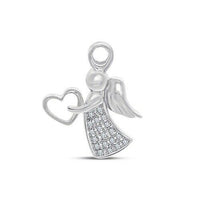 1/2 Ct Round Cut 14K White Gold Over Diamond Heart & Angel Engagement Pendant - atjewels.in