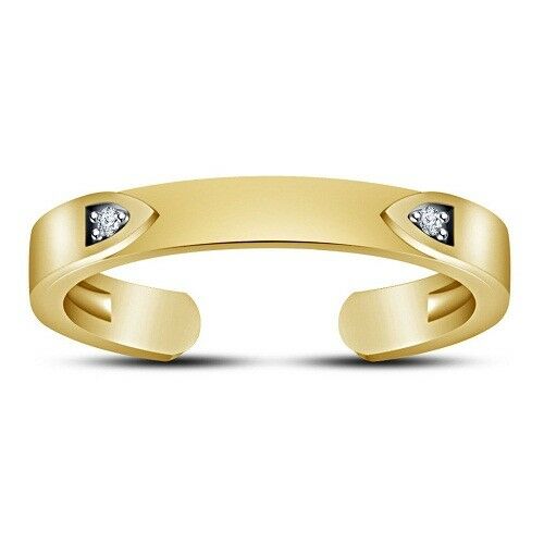 14K Yellow Gold Over Round Cut Diamond Adjustable Band Midi Women's Toe Ring - atjewels.in