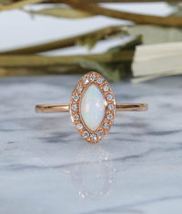 2CT Marquise Cut Fire Opal 14k Rose Gold Over Engagement Diamond Bridal Ring Set - atjewels.in