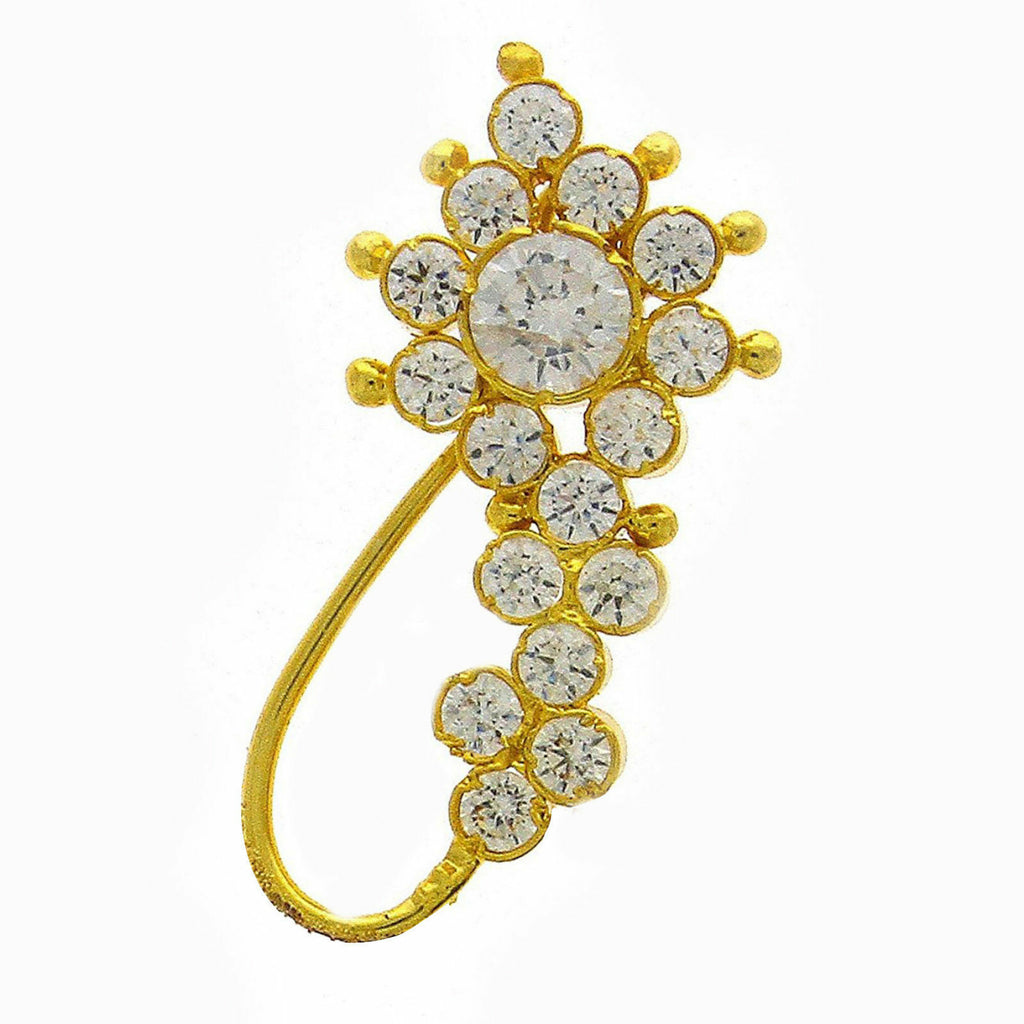 14K Yellow Gold Over Sterling Silver Pressing Traditional Maharashtrian Nath FN - atjewels.in