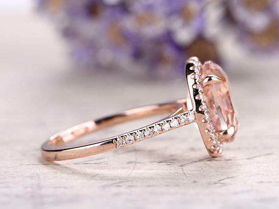 Milgrain Art Deco 2 Carat Round Cut Pink Morganite Engagement Ring 10k –  agemz