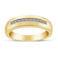 1 CT Bezel Set Princess Cut Diamond 14k Yellow Gold Over Wedding Band Men's Ring - atjewels.in