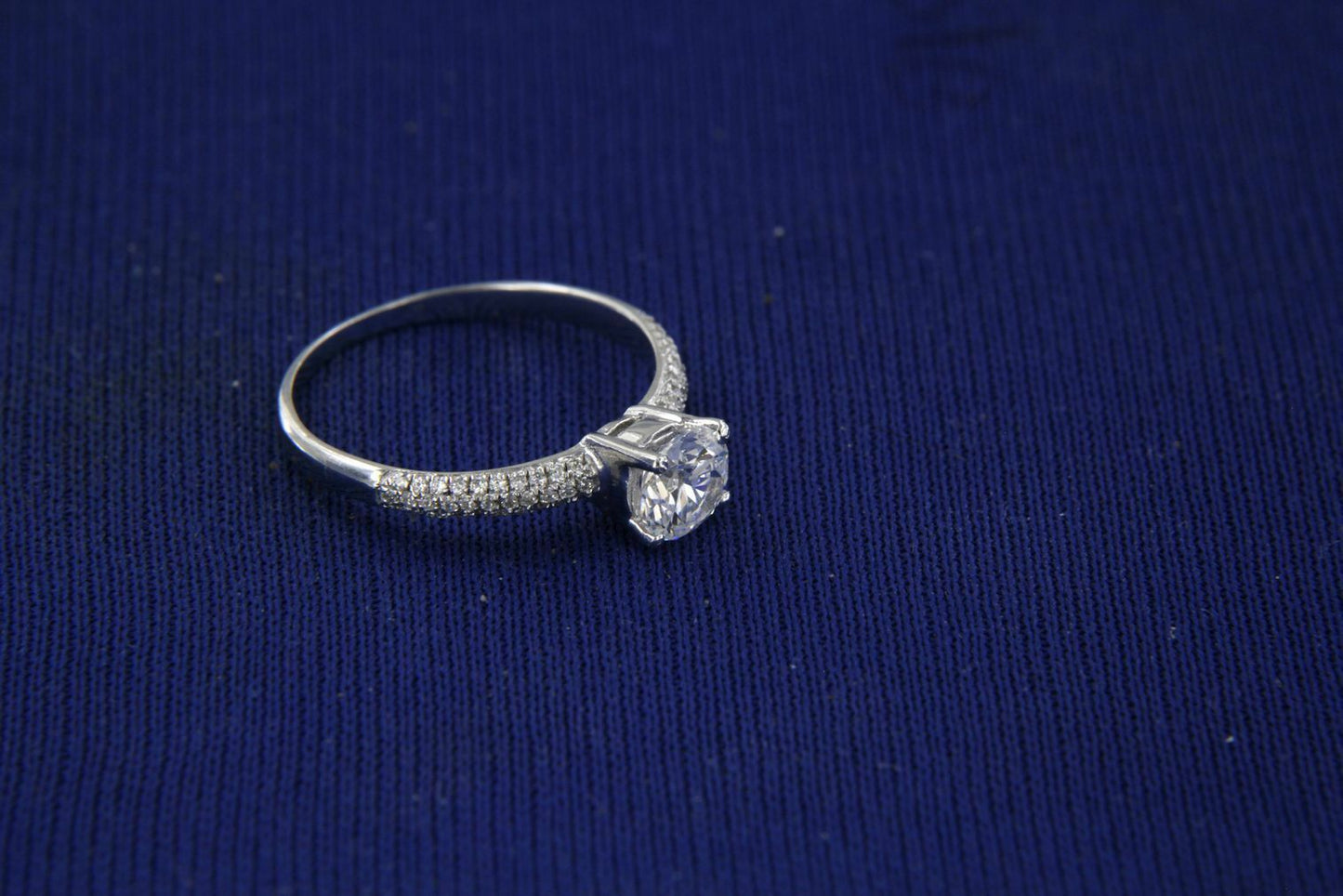 14k White Gold Over 2Ct Round Cut Diamond Solitaire with Accents Engagement Ring - atjewels.in