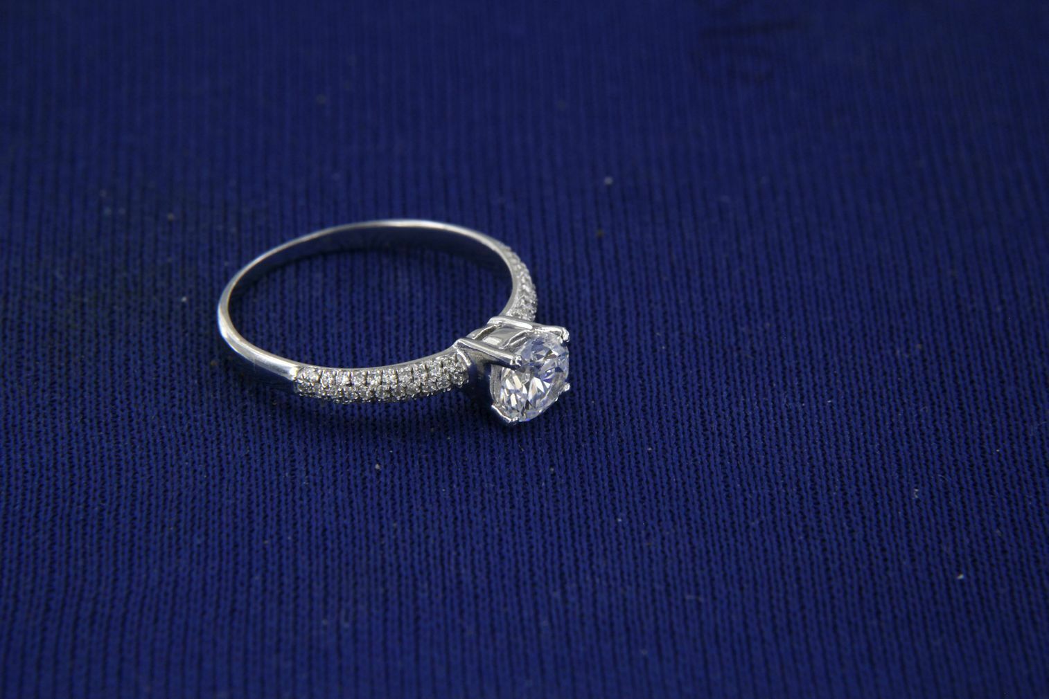 14k White Gold Over 2Ct Round Cut Diamond Solitaire with Accents Engagement Ring - atjewels.in