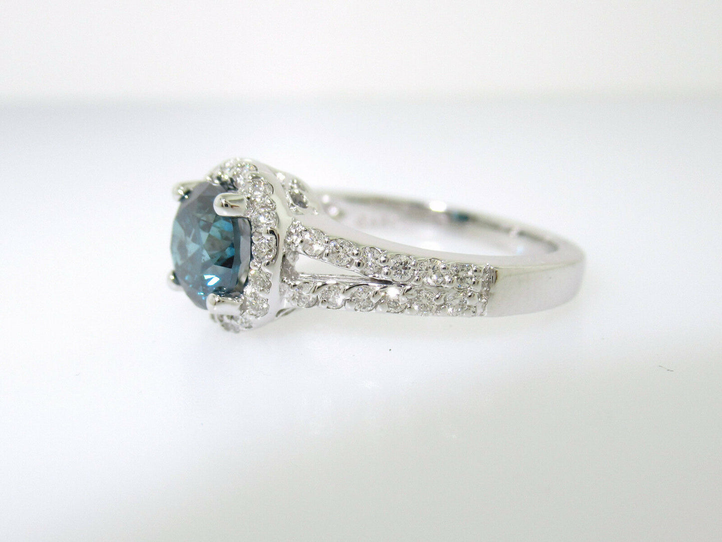 14k White Gold Over 2CT Round Cut Blue Topaz Split Shank Engagement Diamond Ring - atjewels.in