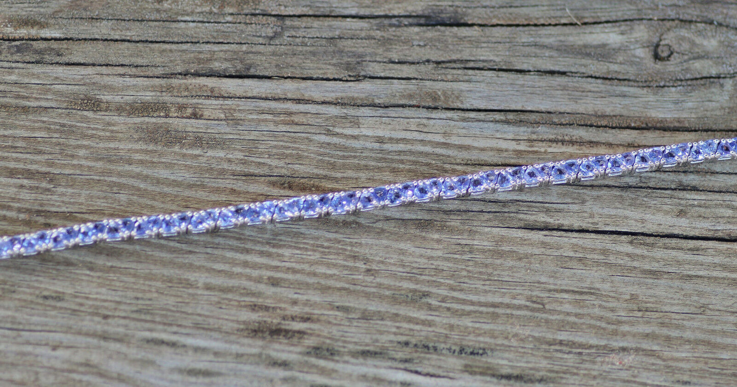 16 CT Trillion Cut Tanzanite 14k White Gold Over Tennis Link 7" Wedding Bracelet - atjewels.in