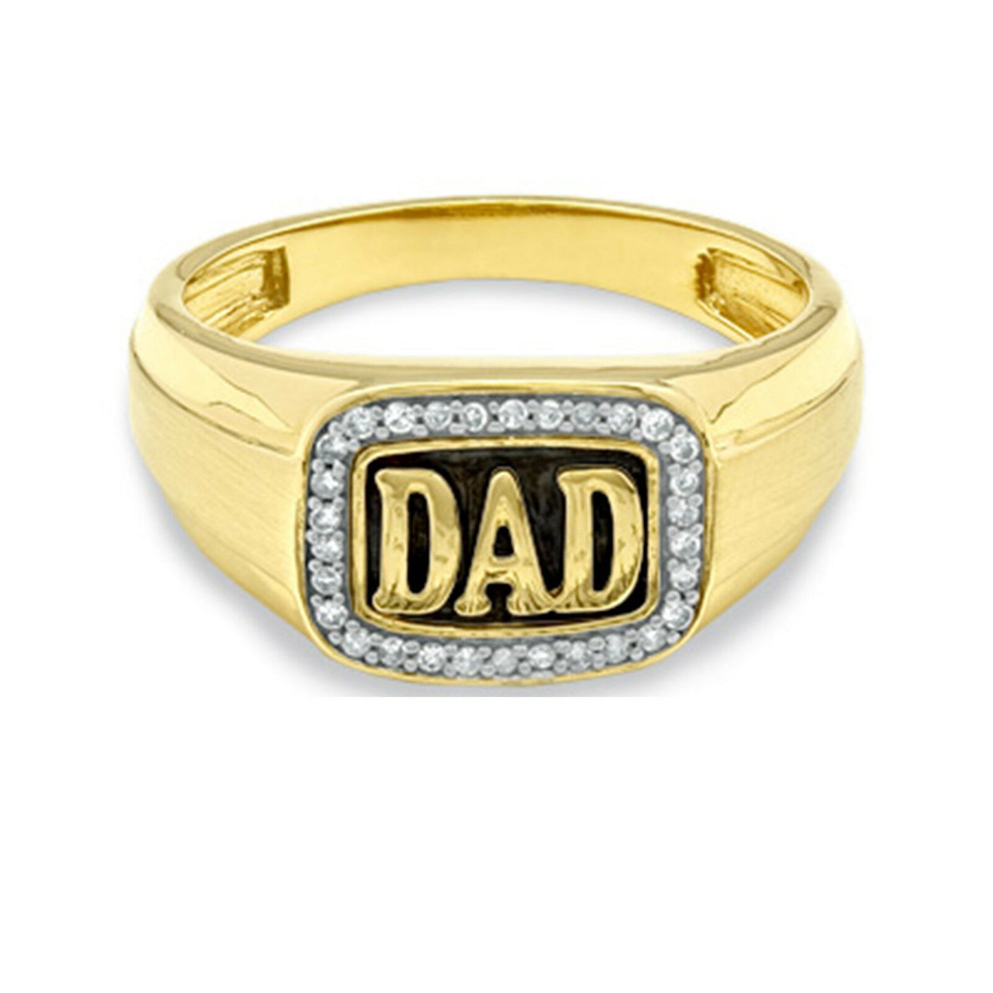 1/2 CT Round Cut VVS1/D Diamond 14k Solid Yellow Gold Over "DAD" Ring For Men's - atjewels.in