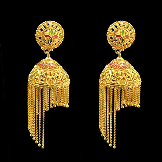 Glossy 22k Gold Chandelier Style Jhumka