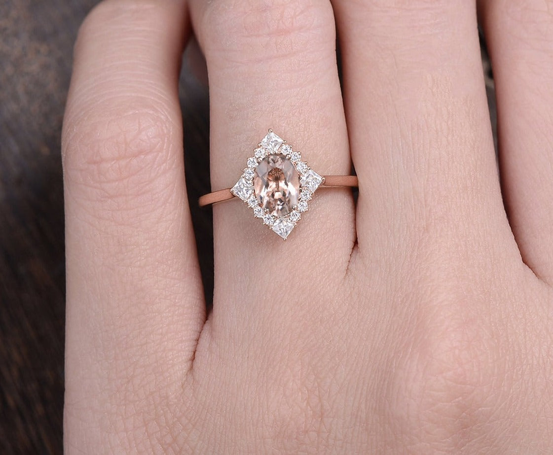 3 CT Oval Cut Diamond 925 Sterling Silver Princess Moissanite Halo Engagement Ring