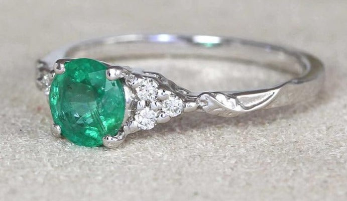 2 CT Round Cut Green Emerald Diamond 925 Sterling Silver Anniversary Gift for Her