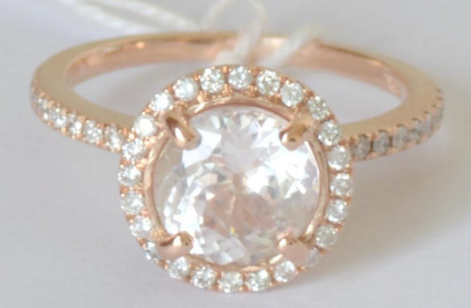 1 CT Round Cut Diamond Rose Gold Over 925 Sterling Sliver Women Anniversary Promise Halo Ring