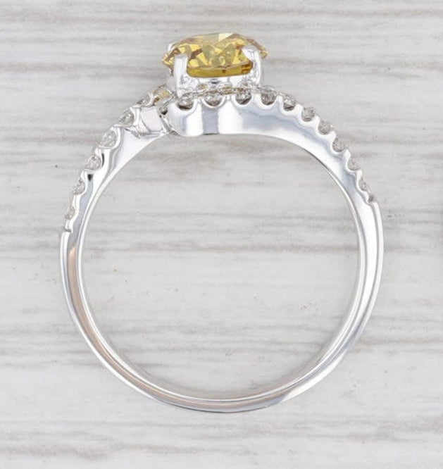 2 CT Round Cut Yellow Citrine Diamond 925 Sterling Silver Unisex Bypass Promise Halo Ring