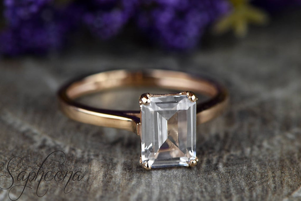 1 CT Emerald Cut Diamond 925 Sterling Silver Women Solitaire Anniversary Ring