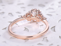 1 CT Oval Cut Pink Morganite Marquise CZ Diamond Rose Gold Over On 925 Sterling Silver Solitaire W/Accents Ring
