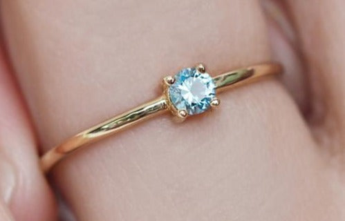 1 CT Round Cut Aquamarine Blue Diamond Women Engagement Solitaire Promise Ring