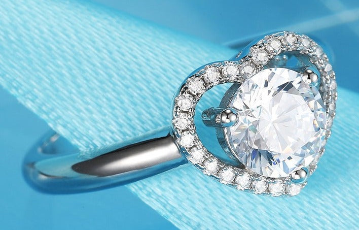 1 CT Round Cut Diamond 925 Sterling Silver Unisex Engagement Heart Shape Gift Ring