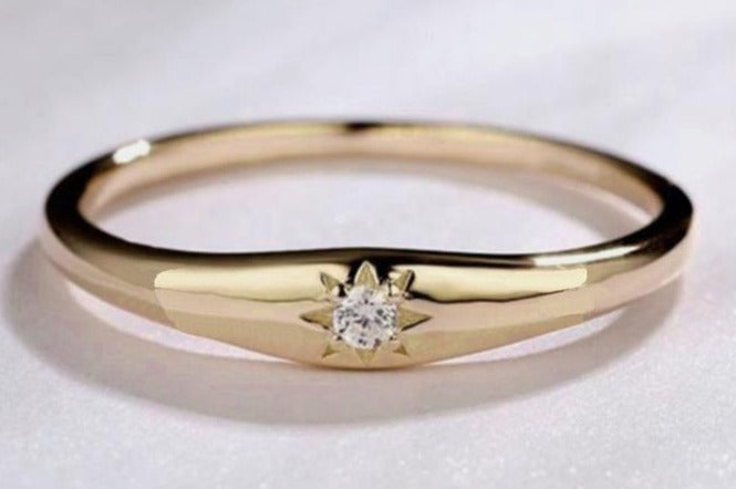 0.10 CT Round Cut Diamond 925 Sterling Silver Women Engagement Band Solitaire Ring