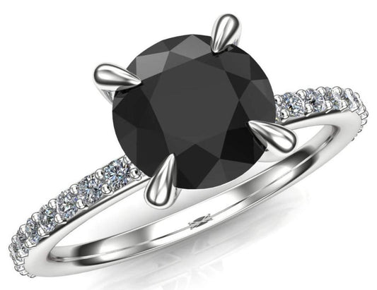 2 CT Round Cut Black Cubic Zirconia Diamond 925 Sterling Sliver Women Engagement Band Ring