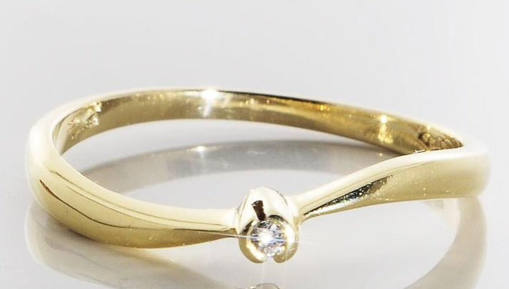 0.06 CT  925 Sterling Silver Round Cut Diamond Solitaire Anniversary Ring