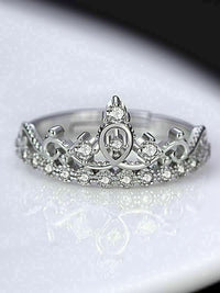 0.50 Ct Round Cut Diamond 925 Sterling Silver Princess Crown Style Engagement Wedding Ring
