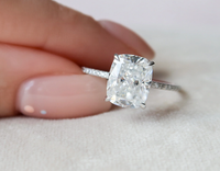 4 CT Cushion Cut White Gold Over On 925 Sterling Silver Solitaire W/Accents Engagement Ring