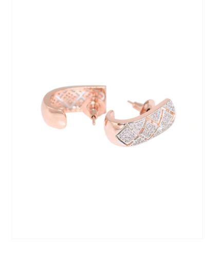 0.75 Ct Round Cut White Diamond Rose Gold Over On 925 Sterling Silver Push Back Stud Earrings