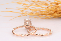 1 CT Oval Cut Diamond Rose Gold Over On 925 Sterling Silver Full Twist Band Bridal Ring