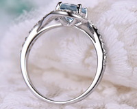 1 CT Round Cut Aquamarine White Gold Over On 925 Sterling Silver Bypass Engagement Ring