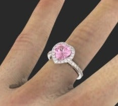 2 CT Heart Cut Pink Sapphire Diamond 925 Sterling Silver Halo Engagement Ring