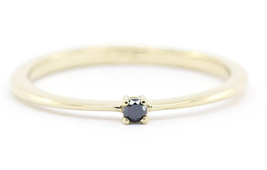 0.10 CT Round Cut Black Cubic Zirconia Diamond 925 Sterling Silver Unique Engagement Solitaire Band Ring