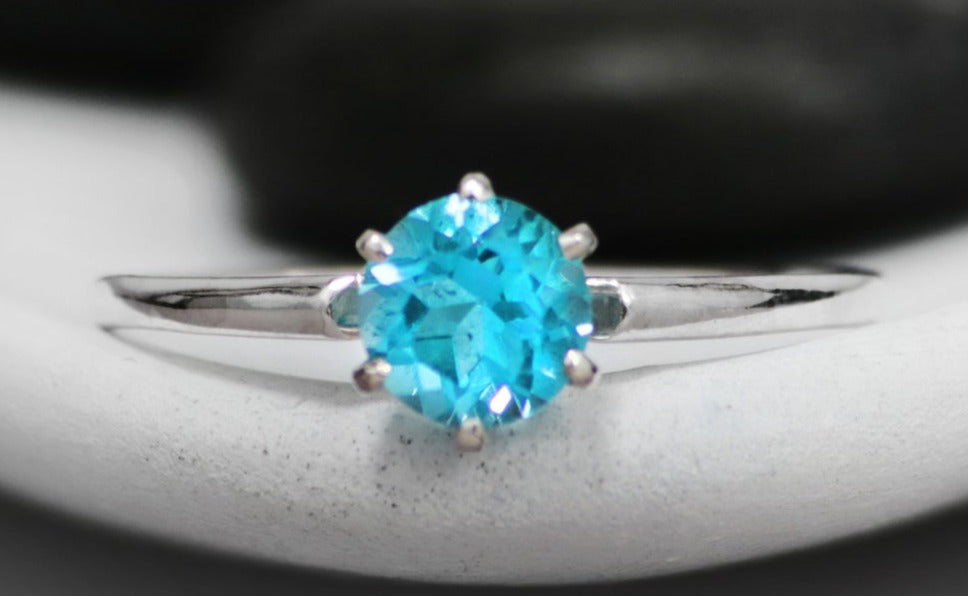 1 CT Round Cut Blue Topaz 925 Sterling Silver Women Solitaire Engagement Ring Gift For Her