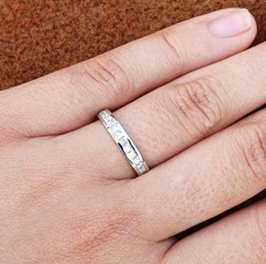 1 CT Princess Cut Diamond 925 Sterling Silver Unisex Wedding Engagement Ring