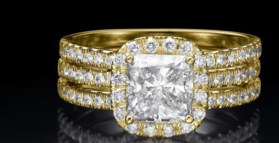 1 CT Cushion Cut Diamond 925 Sterling Silver Wedding Engagement Halo Band Ring