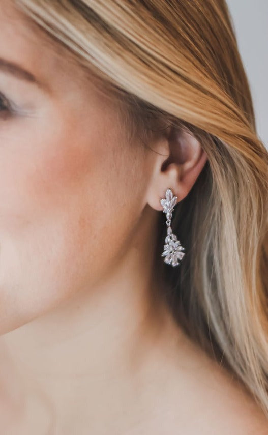 2.50 Ct Marquise & Pear Cut Diamond Engagement Bridal Dangle Earrings In 925 Sterling Silver