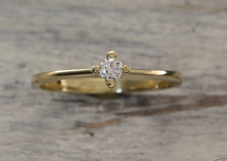 0.25 CT Round Cut Diamond 14K Yellow Gold Over 925 Sterling Silver Unique Engagement Solitaire Ring