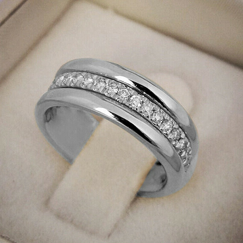 0.50 Ct Round Cut Diamond Real 925 Sterling Silver Engagement Wedding Band Ring
