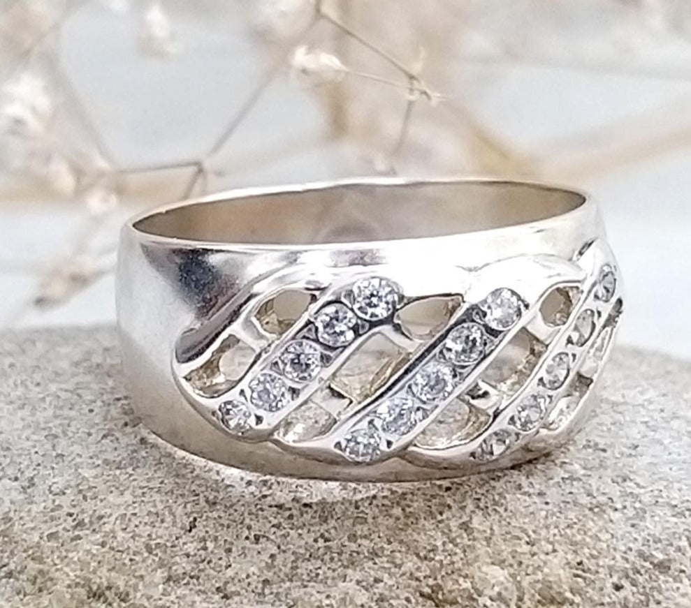 1/2 CT 925 Sterling Silver Round Cut Diamond Wedding Promise Band Ring