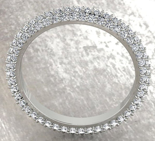 0.15 CT Round Cut Diamond 925 Sterling Sliver Women Wedding Promise Band Ring Birthday Gift For