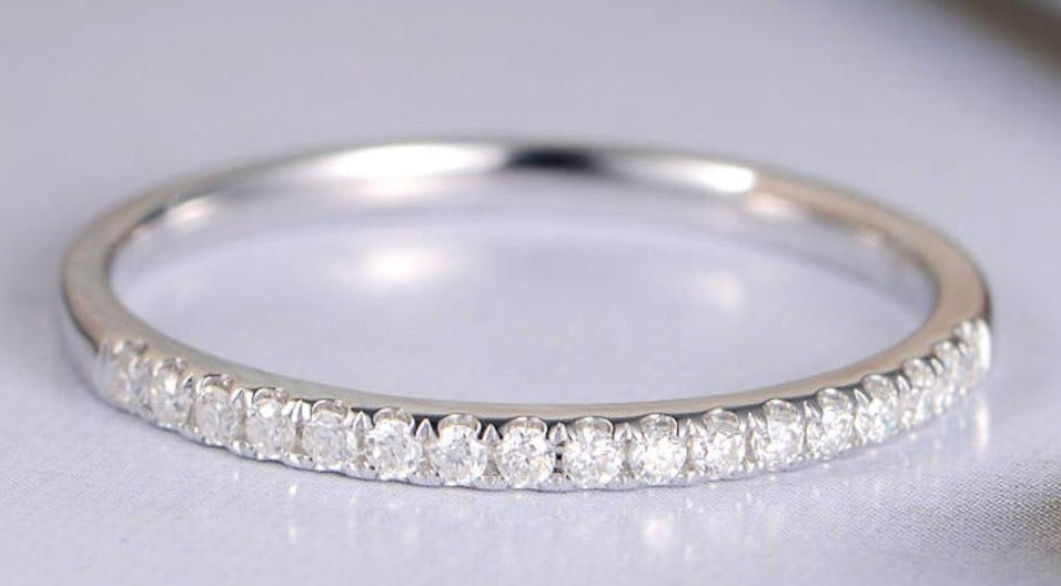 0.15 CT Round Cut Diamond 925 Sterling Silver Band Women Engagement Promise Ring