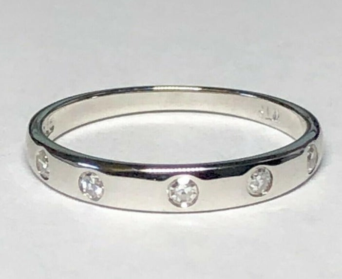 1/10 CT Round Cut Diamond 925 Sterling Silver Women Anniversary Band Ring