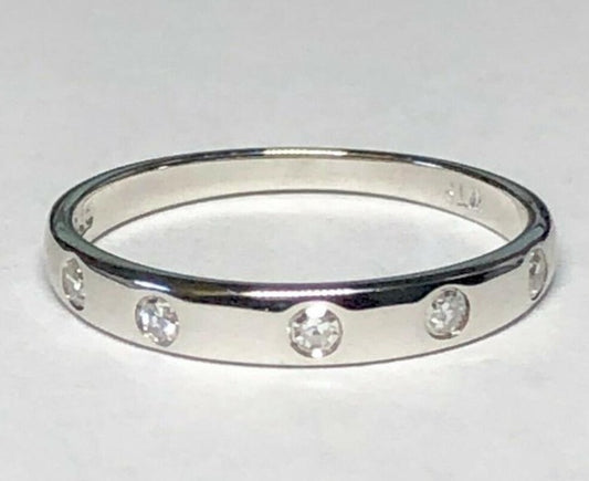1/10 CT Round Cut Diamond 925 Sterling Silver Women Anniversary Band Ring