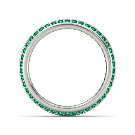 atjewels 14 White Gold Over .925 Sterling Silver Round Green Emerald Double Pave Band Ring MOTHER'S DAY SPECIAL OFFER - atjewels.in