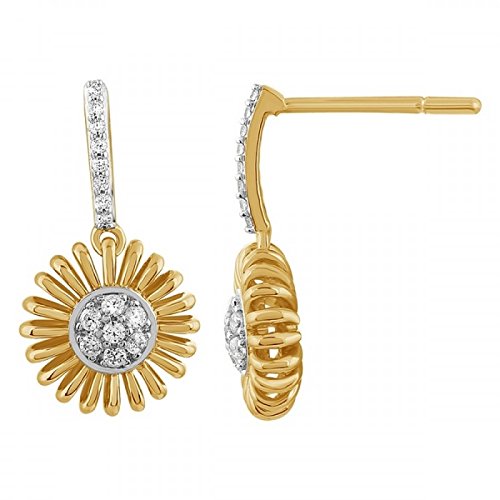 atjewels Sunflower Stud Earrings Round White Zirconia in 14K Twotone Gold Over 925 Sterling Silver For Women's MOTHER'S DAY SPECIAL OFFER - atjewels.in