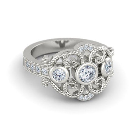 atjewels 14k White Gold On 925 Silver White Simulated Diamond Disney Princess Mulan Engagement Ring MOTHER'S DAY SPECIAL OFFER - atjewels.in