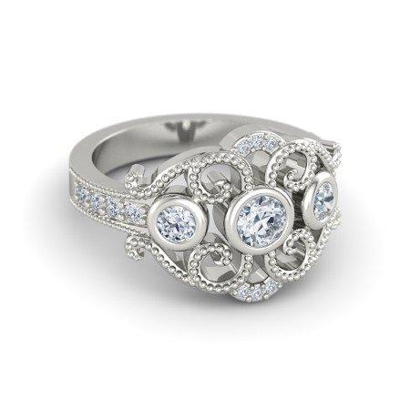 atjewels 14k White Gold On 925 Silver White Simulated Diamond  Princess M Engagement Ring MOTHER'S DAY SPECIAL OFFER - atjewels.in