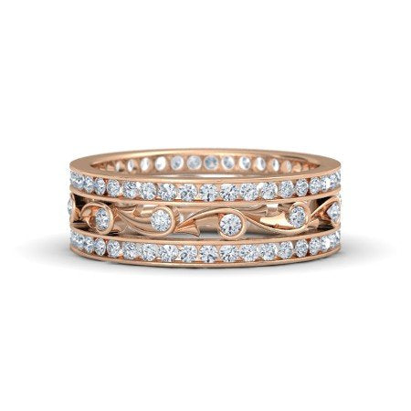 atjewels 14K Rose Gold on Sterling Silver Round White Cz Eternity band Ring For Women's MOTHER'S DAY SPECIAL OFFER - atjewels.in