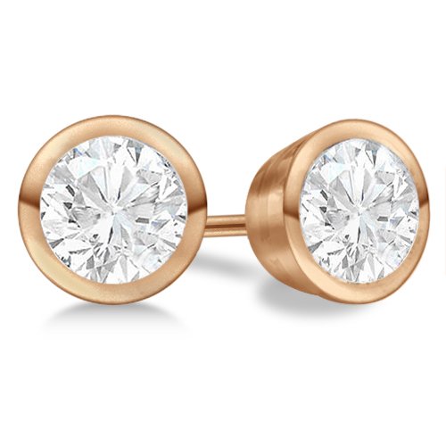 atjewels 14K Rose Gold Over .925 Silver Round White CZ Bezel Setting Stud Earrings MOTHER'S DAY SPECIAL OFFER - atjewels.in