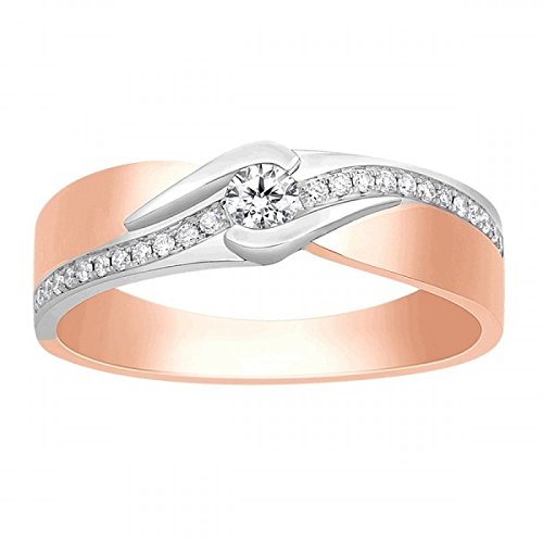 atjewels 14K White and Rose Gold Over 925 Sterling Round White Zirconia Engagement Band Ring MOTHER'S DAY SPECIAL OFFER - atjewels.in