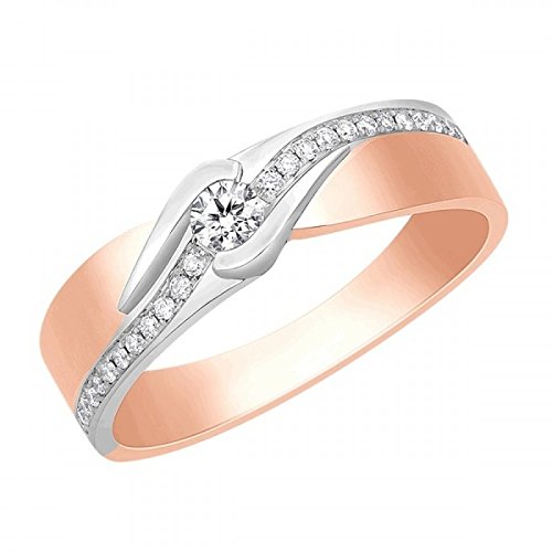 atjewels 14K White and Rose Gold Over 925 Sterling Round White Zirconia Engagement Band Ring MOTHER'S DAY SPECIAL OFFER - atjewels.in