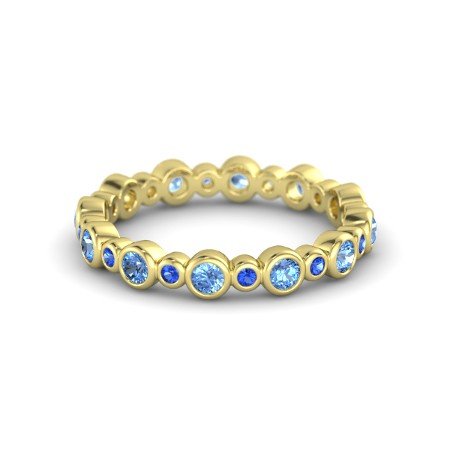 Aquamarine 14k Yellow Gold Over .925 Sterling Seed & Pod Eternity Band Ring MOTHER'S DAY SPECIAL OFFER - atjewels.in